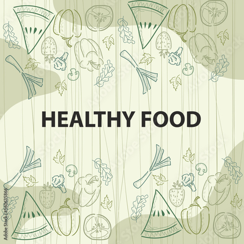 Healthy Food Traditional Hand Drawn Icons Sketch Hand Made Design Vector.