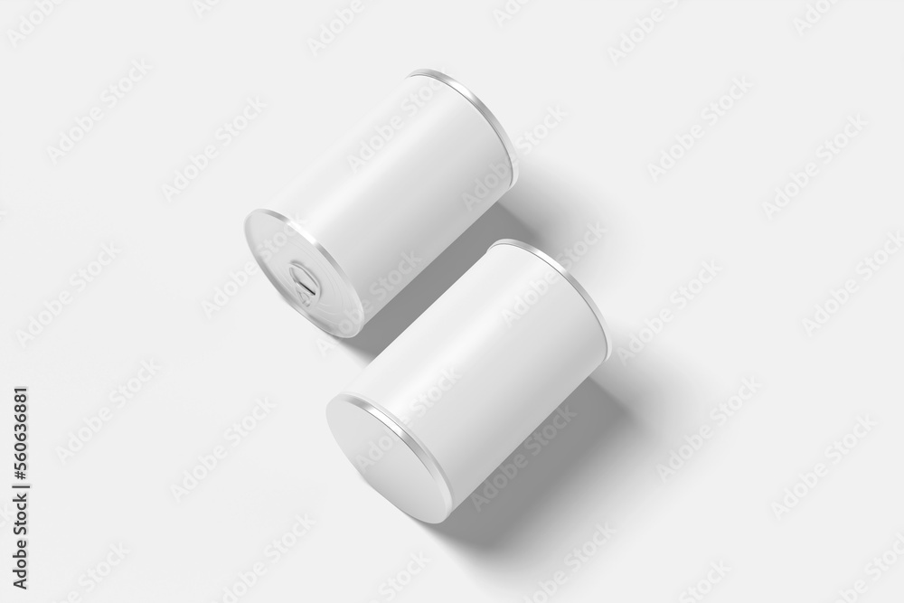 Two Tin Can Mockup isolated Perspective View Two Tin Can Mockup isolated Perspective View