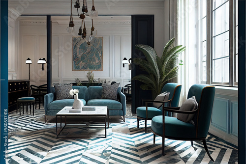 luxury living room interior design, beautiful modern decoration - generative ai © Infinite Shoreline