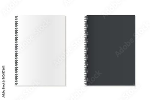 Spiral Notebook Templates - Vector Mock Up Illustrations With Copy Space Isolated On White Background