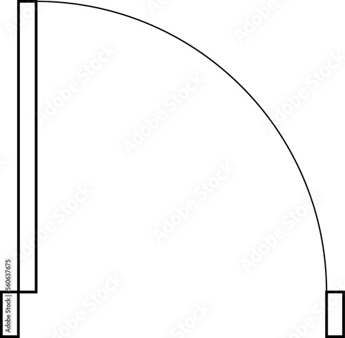 Door for floor plan top view. Architectural PNG element. Icon for interior project. Door for scheme of apartments. Construction symbol, graphic design element, blueprint, map