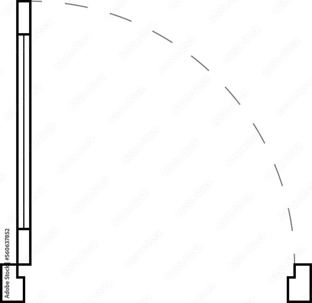 Door for floor plan top view. Architectural PNG element. Icon for