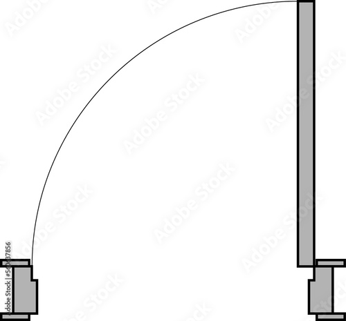 Door for floor plan top view. Architectural PNG element. Icon for interior project. Door for scheme of apartments. Construction symbol, graphic design element, blueprint, map