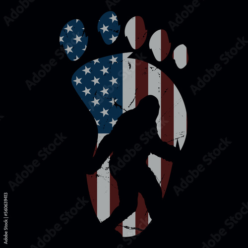 America flag bigfoot t shirt design for adventure lovers