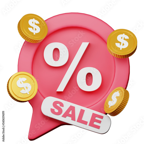 3d discount sale icon illustration

