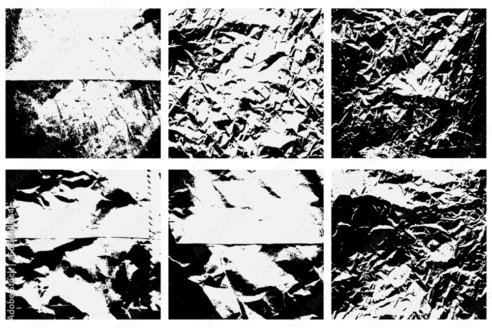 Obraz premium Set of the Black Old Blank Paper Old Ruined Rough Shabby Grunge Scratched Torn Torn Texture
