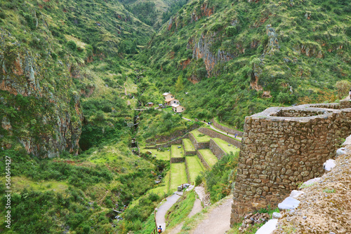 Amazing Ancient Structures Ruins in Pisac Archaeological Complex, Sacred Valley of The Incas, Cusco region, Peru