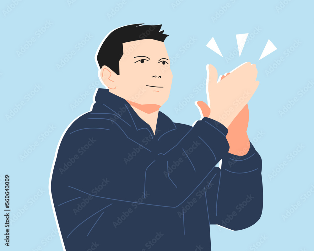 male football, soccer coach. give applause. spirit. appreciation. half body. concept of sport, profession, coach, etc. vector illustration.
