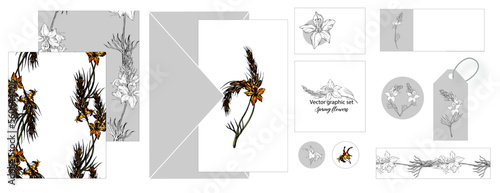A set of postcards with bright delicate romantic flowers.
