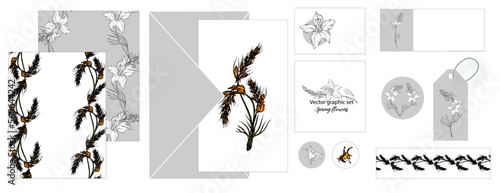 A set of postcards with bright delicate romantic flowers.