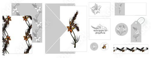 A set of postcards with bright delicate romantic flowers.