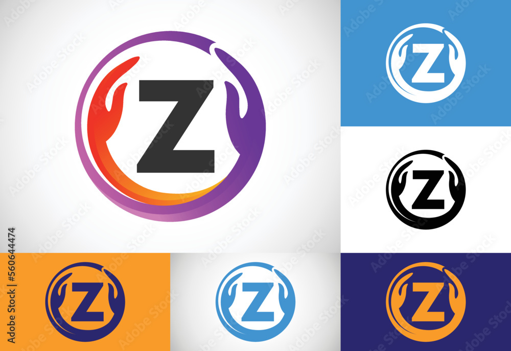 Initial Z monogram letter with safe hands. Professional charity teamwork and foundation logo design Initial Z monogram letter with safe hands. Professional charity teamwork and foundation logo design
