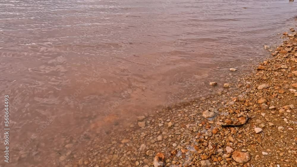 Close up video of the coastline of Pink Lake Of Torrevieja Close up video of the coastline of Pink Lake Of Torrevieja