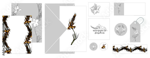 A set of postcards with bright delicate romantic flowers.