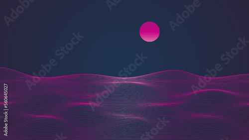 background with waves wave background moonlight lighting illustration design
