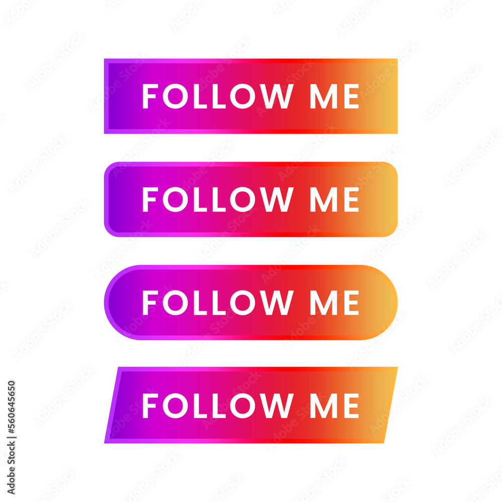 follow me buttons set social media element design follow me buttons set social media element design