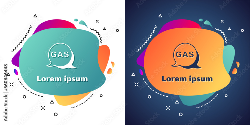 Naklejka premium White Location and petrol or gas station icon isolated on white and blue background. Car fuel symbol. Gasoline pump. Abstract banner with liquid shapes. Vector