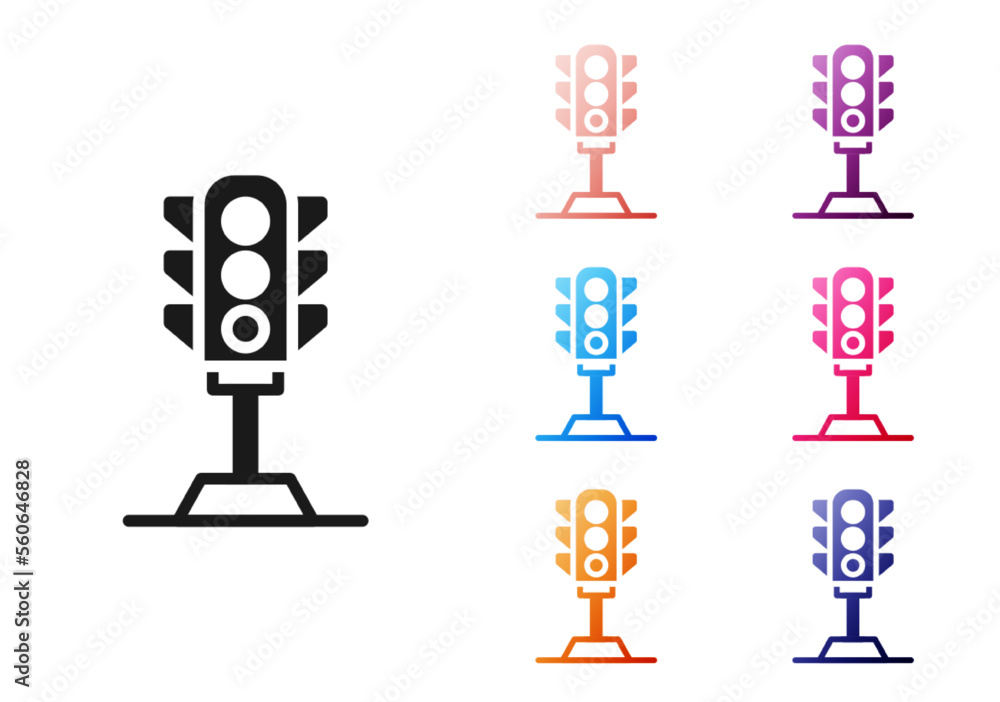 Black Traffic light icon isolated on white background. Set icons colorful. Vector Black Traffic light icon isolated on white background. Set icons colorful. Vector