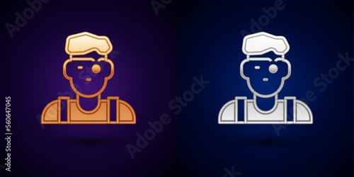 Gold and silver Jeweler man icon isolated on black background. Vector