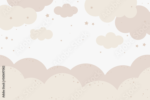 Tela Cute hand drawn clouds and stars
