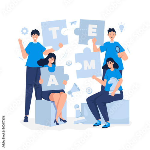 Marketing team teamwork profile flat illustration design