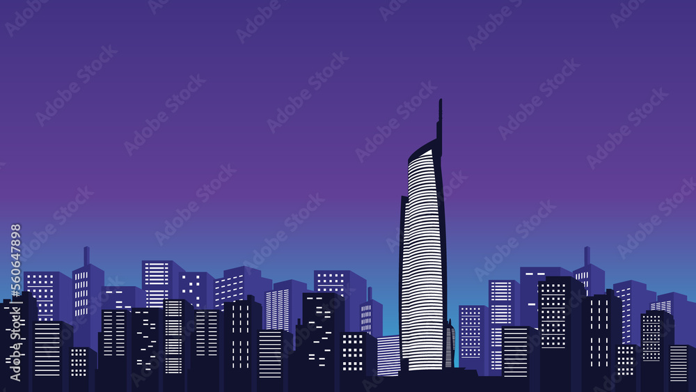 Almas City Tower vector background with many buildings inside