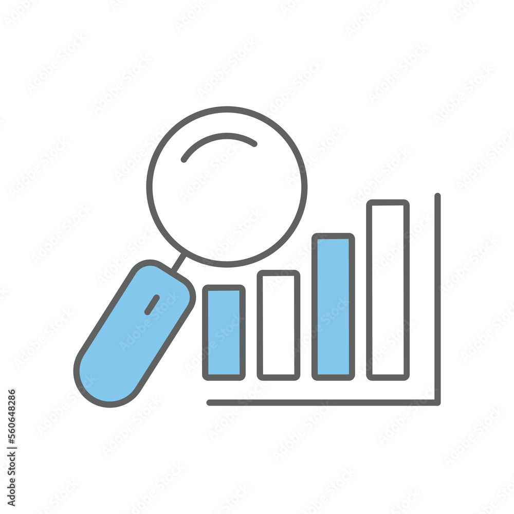 Chart icon illustration with search. suitable for analyst icon. icon related to project management. Flat line icon style. Simple vector design editable Chart icon illustration with search. suitable for analyst icon. icon related to project management. Flat line icon style. Simple vector design editable