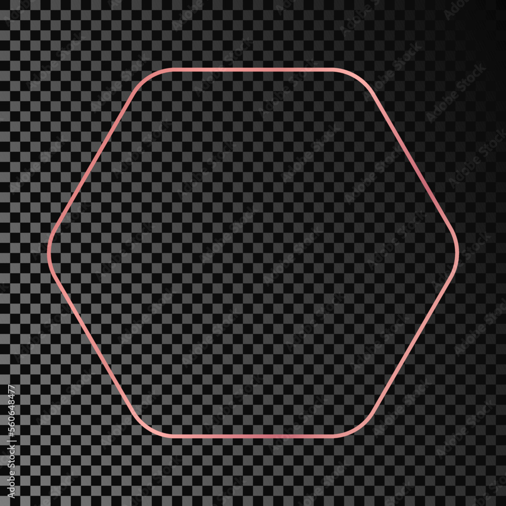 Rose gold glowing rounded hexagon frame Rose gold glowing rounded hexagon frame