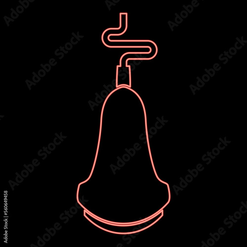 Neon ultrasound scanner Medical scanning diagnostic equipment echograpy Sonogram Ultrasonic research device red color vector illustration image flat style