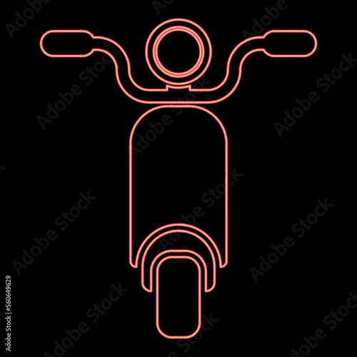 Neon moped Scooter Motorcycle Electric bike red color vector illustration image flat style