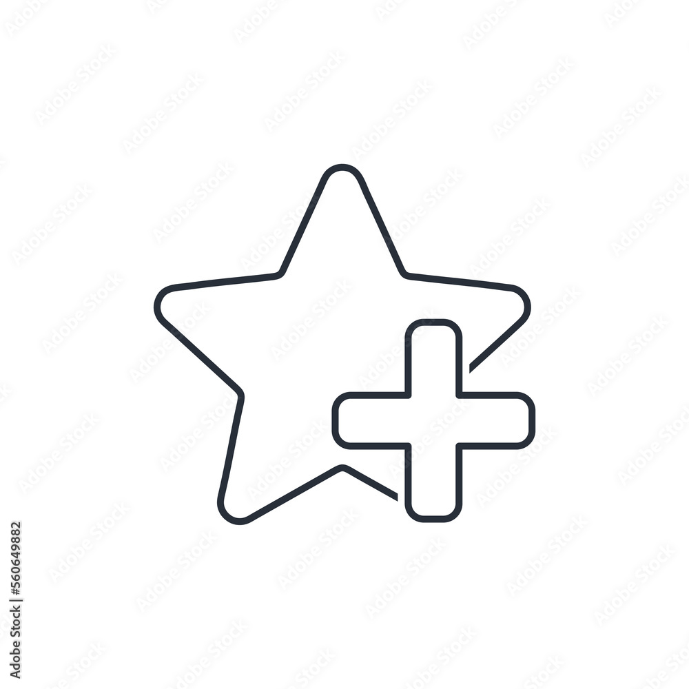 Obraz premium Star plus. additional resource. Vector linear icon isolated on white background