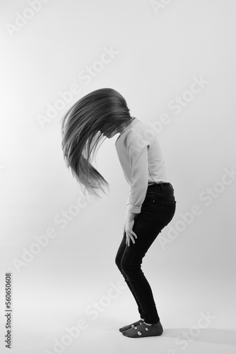 young lady with beautiful long hair