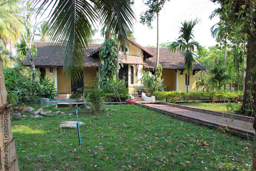 colonial cottage at khone island in laos  photo