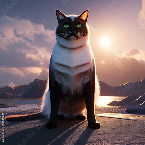 cat on a beach, cat paintin...