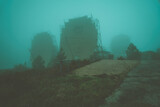 mysterious fog in a gloomy abandoned place