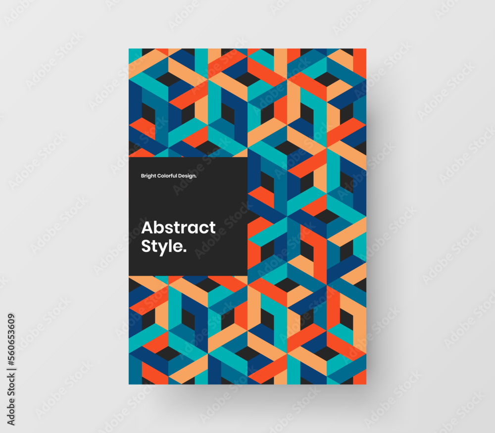Simple corporate brochure design vector illustration. Modern geometric pattern poster layout.