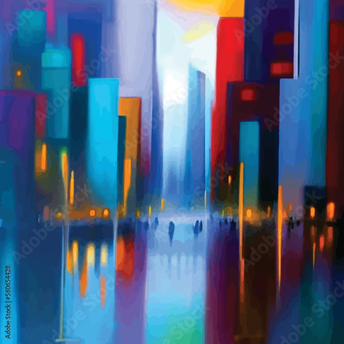 Expressive Vector Oil Paint City 147