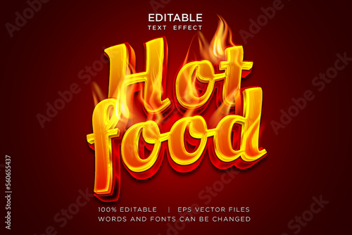 Fotografia hot food 3d text style with fire effect vector illustration