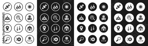Set Diamond, engagement ring, King crown, Wrist watch, Gem stone, Earrings, Jewelry store and icon. Vector