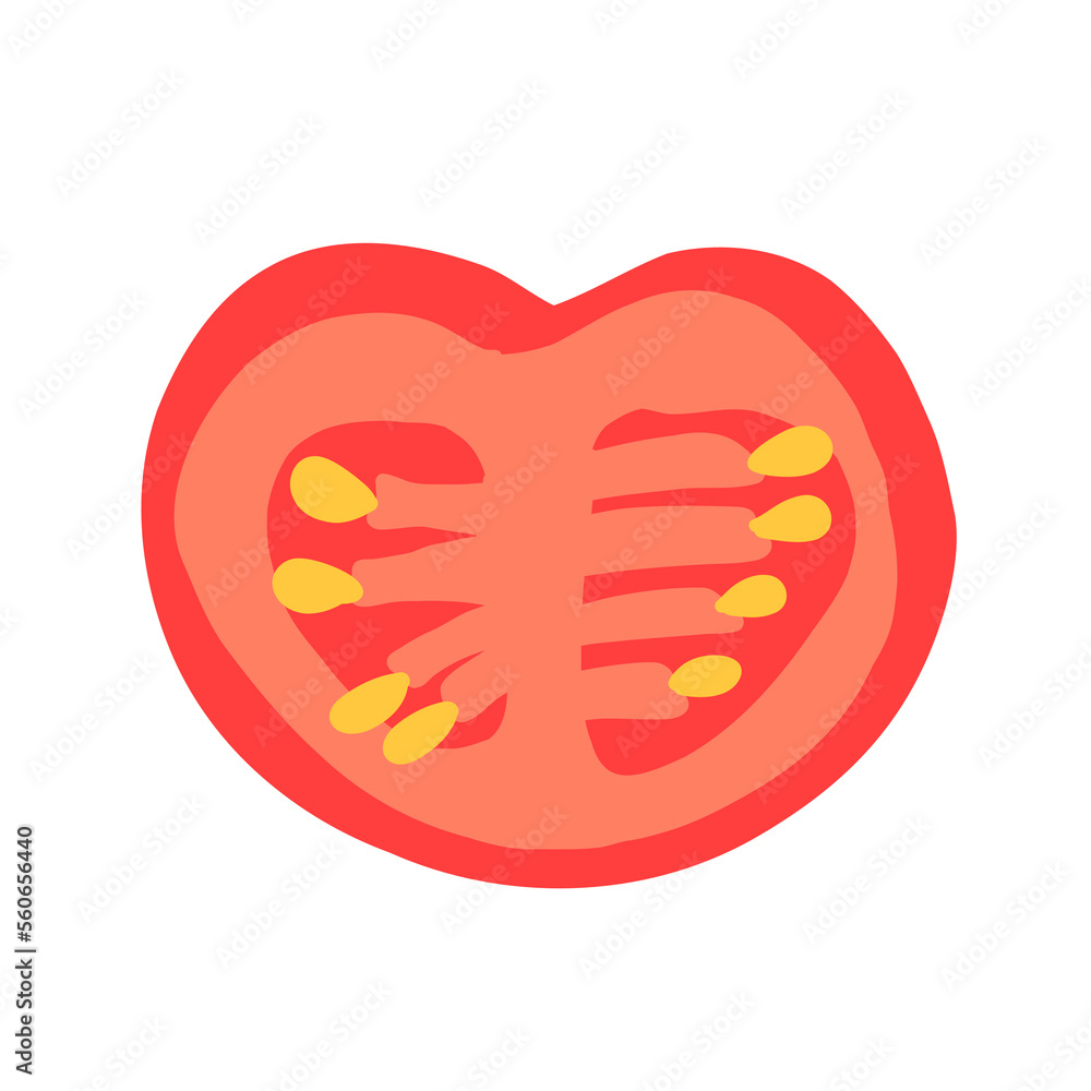Obraz premium Set of tomatoes in cartoon flat style. Healthy natural vegetables food. Vector illustration isolated on white background.