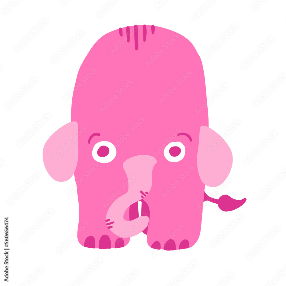 Pink elephant vector illustration in cartoon flat style isolated on white background. Pink elephant vector illustration in cartoon flat style isolated on white background.