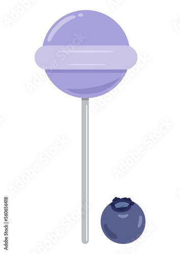Delicious blueberry lollipop isolated on white