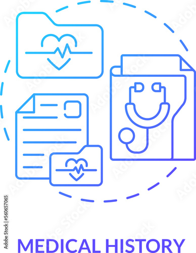 Medical history blue gradient concept icon. Anamnesis. Chronic disease comprehensive care plan abstract idea thin line illustration. Isolated outline drawing. Myriad Pro-Bold font used