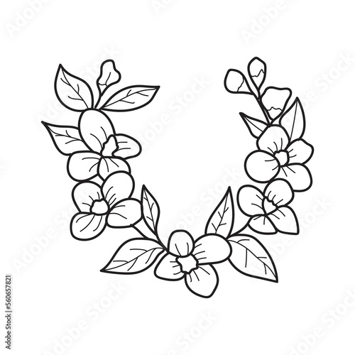 black outline with leaf decoration and floral decoration invitation 