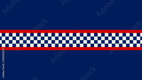 Blue background. checkered pattern isolated on blue background, Police line frame.