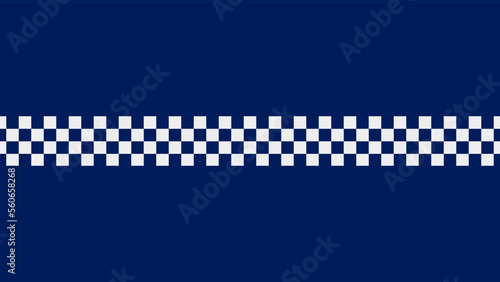 Blue background. checkered pattern isolated on blue background, Police line frame.