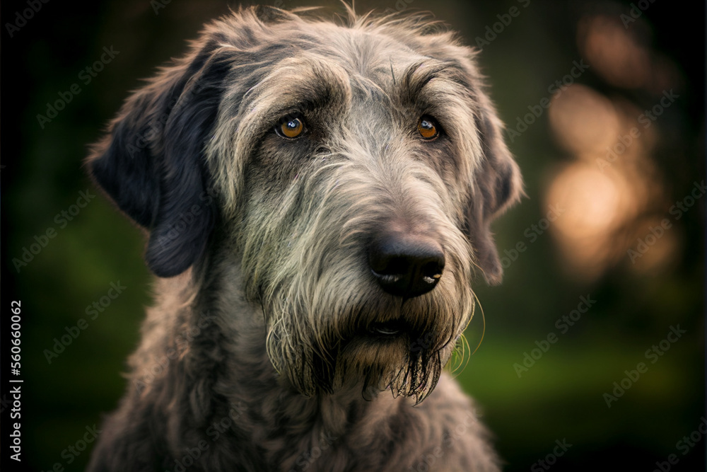 Beautiful Irish Wolfhound, portrait, generative AI, digital art