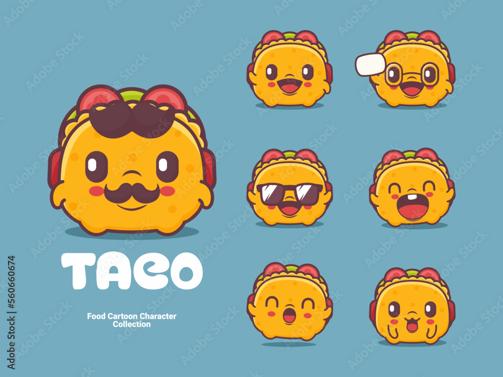 taco cartoon character mexican food vector illustration taco cartoon character mexican food vector illustration