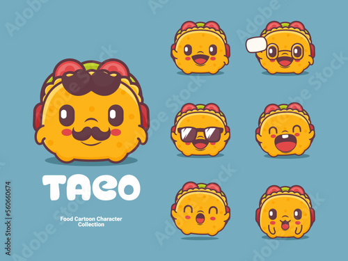 taco cartoon character mexican food vector illustration