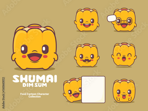 shumai cartoon character chinese food vector illustration